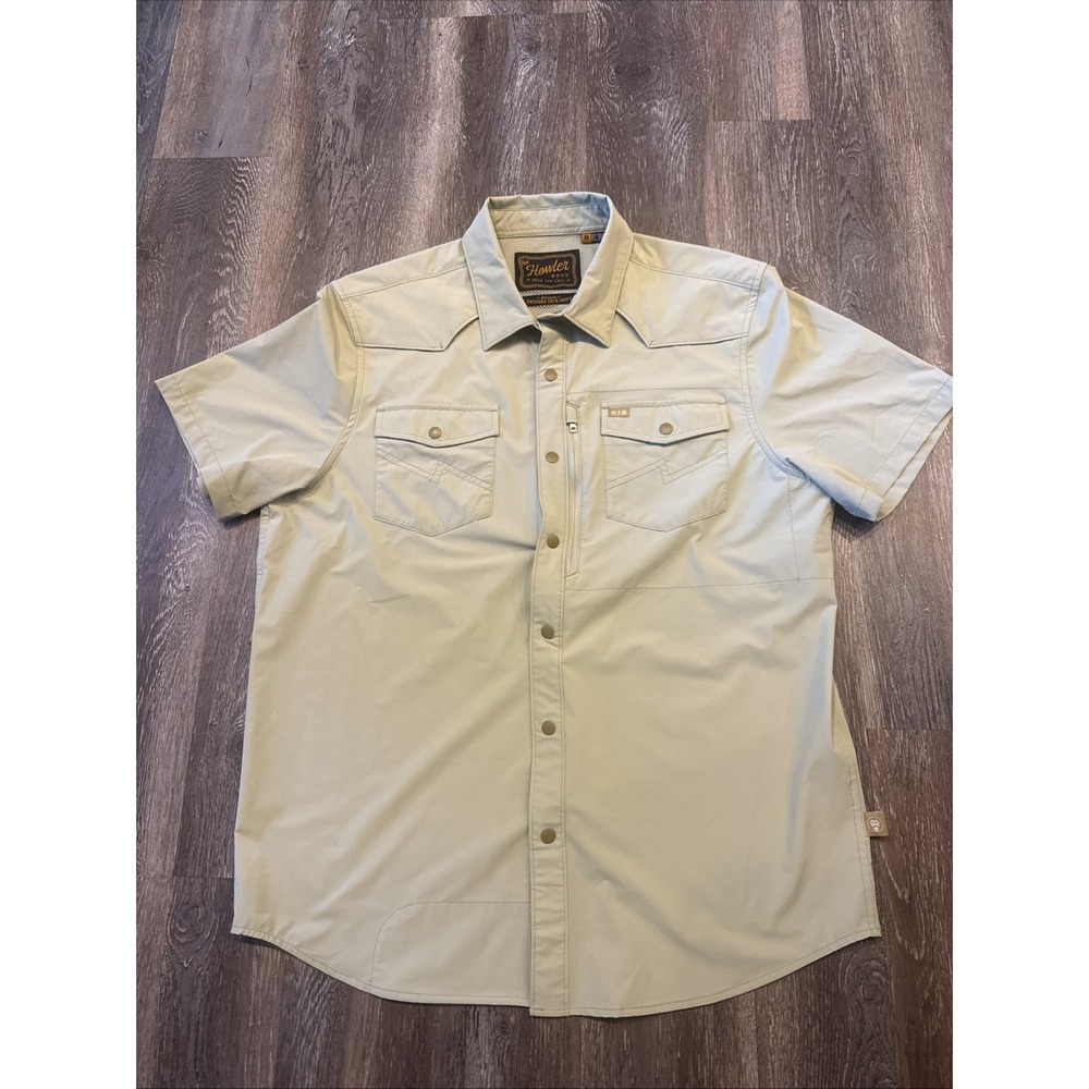 Howler Brothers Emerger Tech Shirt Snap Button Men's M Short Sleeve Western